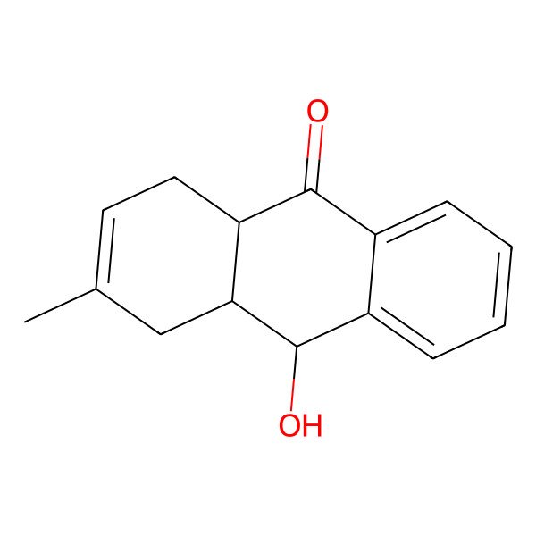 2D Structure of (4aS,9aR,10S)-10-hydroxy-3-methyl-4,4a,9a,10-tetrahydro-1H-anthracen-9-one