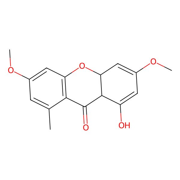 2D Structure of (4aS,9aS)-1-hydroxy-3,6-dimethoxy-8-methyl-4a,9a-dihydroxanthen-9-one