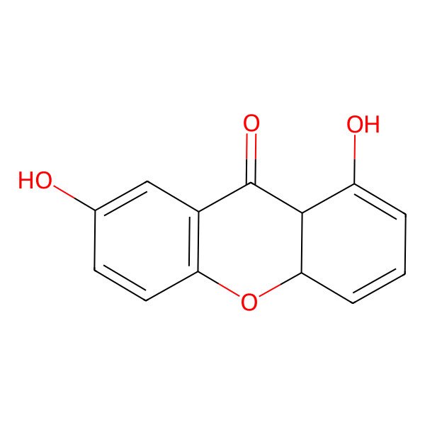 2D Structure of (4aS,9aS)-1,7-dihydroxy-4a,9a-dihydroxanthen-9-one