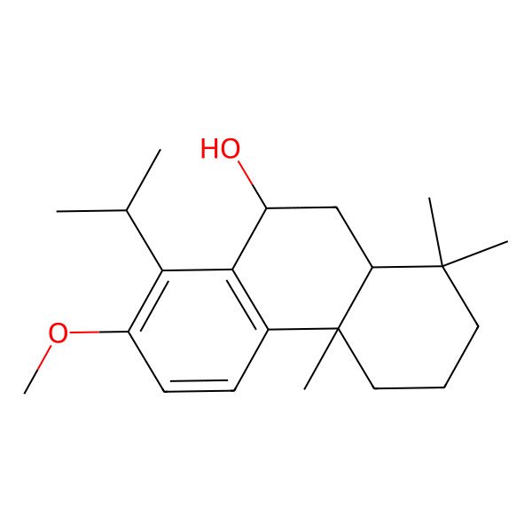 2D Structure of (4aS,9S,10aS)-7-methoxy-1,1,4a-trimethyl-8-propan-2-yl-2,3,4,9,10,10a-hexahydrophenanthren-9-ol