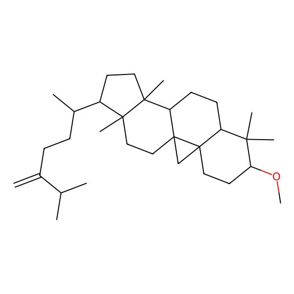2D Structure of 6-Methoxy-7,7,12,16-tetramethyl-15-(6-methyl-5-methylideneheptan-2-yl)pentacyclo[9.7.0.01,3.03,8.012,16]octadecane