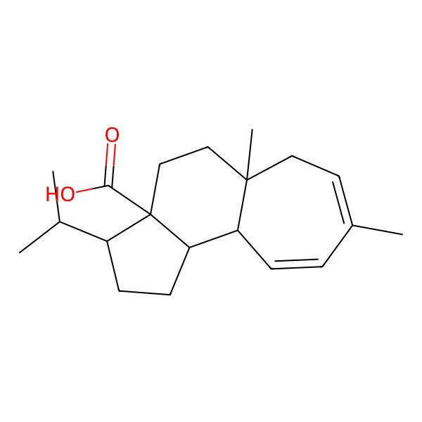 2D Structure of (3R,3aR,5aS,10aR,10bS)-5a,8-dimethyl-3-propan-2-yl-1,2,3,4,5,6,10a,10b-octahydrocyclohepta[g]indene-3a-carboxylic acid