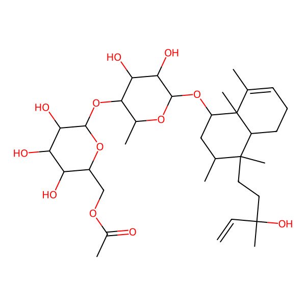 2D Structure of [6-[4,5-Dihydroxy-6-[[4-(3-hydroxy-3-methylpent-4-enyl)-3,4,8,8a-tetramethyl-1,2,3,4a,5,6-hexahydronaphthalen-1-yl]oxy]-2-methyloxan-3-yl]oxy-3,4,5-trihydroxyoxan-2-yl]methyl acetate