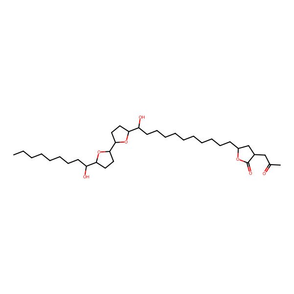 2D Structure of (3S,5R)-5-[(11R)-11-hydroxy-11-[(2R,5R)-5-[(2R,5R)-5-[(1S)-1-hydroxynonyl]oxolan-2-yl]oxolan-2-yl]undecyl]-3-(2-oxopropyl)oxolan-2-one