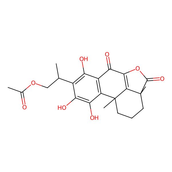 2D Structure of [(2S)-2-[(1R,12R)-3,4,6-trihydroxy-1,12-dimethyl-8,11-dioxo-10-oxatetracyclo[7.6.1.02,7.012,16]hexadeca-2(7),3,5,9(16)-tetraen-5-yl]propyl] acetate