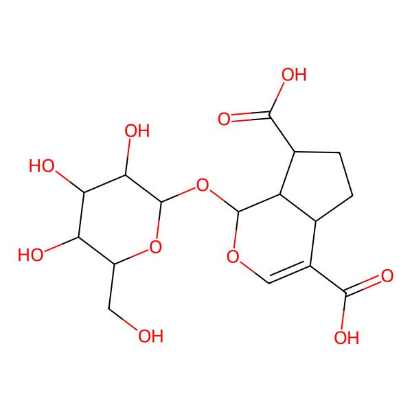 2D Structure of 1-[3,4,5-Trihydroxy-6-(hydroxymethyl)oxan-2-yl]oxy-1,4a,5,6,7,7a-hexahydrocyclopenta[c]pyran-4,7-dicarboxylic acid