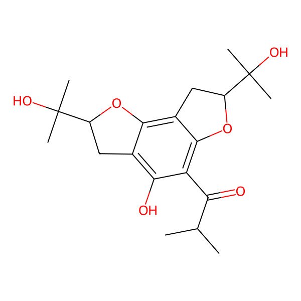 2D Structure of 1-[4-Hydroxy-2,7-bis(2-hydroxypropan-2-yl)-2,3,7,8-tetrahydrofuro[2,3-e][1]benzofuran-5-yl]-2-methylpropan-1-one