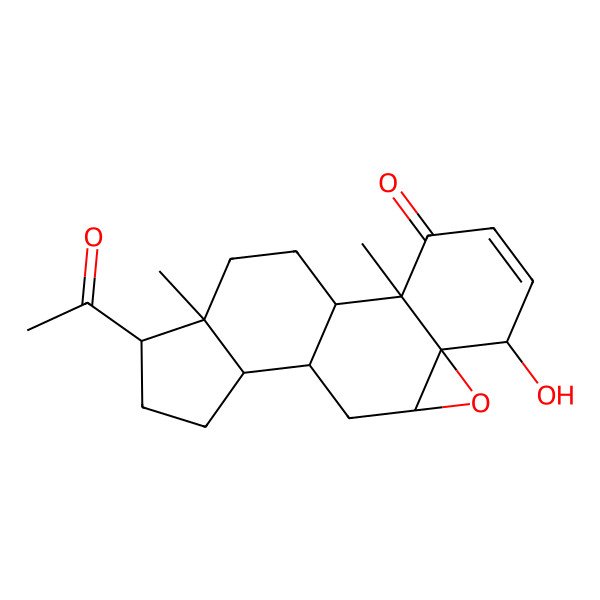 2D Structure of (1S,2R,6S,7R,9R,11S,12S,15S,16S)-15-acetyl-6-hydroxy-2,16-dimethyl-8-oxapentacyclo[9.7.0.02,7.07,9.012,16]octadec-4-en-3-one