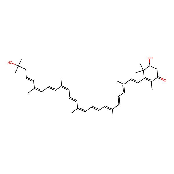 2D Structure of 5-Hydroxy-3-(24-hydroxy-3,7,12,16,20,24-hexamethylpentacosa-1,3,5,7,9,11,13,15,17,19,21-undecaenyl)-2,4,4-trimethylcyclohex-2-en-1-one