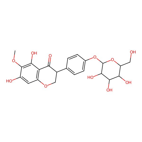 2D Structure of 5,7-Dihydroxy-6-methoxy-3-[4-[3,4,5-trihydroxy-6-(hydroxymethyl)oxan-2-yl]oxyphenyl]-2,3-dihydrochromen-4-one