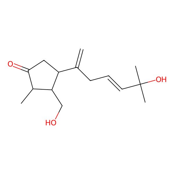 2D Structure of (2R,3S,4S)-3-(hydroxymethyl)-4-[(E)-5-hydroxy-5-methyl-1-methylene-hex-3-enyl]-2-methyl-cyclopentanone