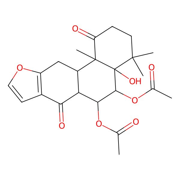 2D Structure of (5-acetyloxy-4a-hydroxy-4,4,11b-trimethyl-1,7-dioxo-3,5,6,6a,11,11a-hexahydro-2H-naphtho[2,1-f][1]benzofuran-6-yl) acetate