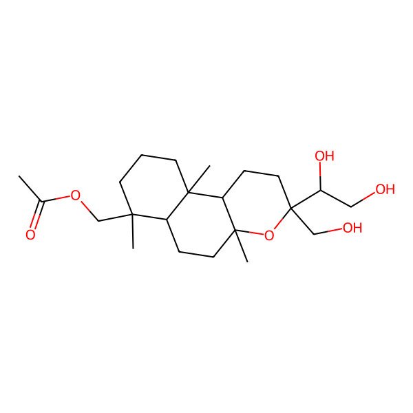 2D Structure of [(3S,4aS,6aS,7R,10aR,10bS)-3-[(1R)-1,2-dihydroxyethyl]-3-(hydroxymethyl)-4a,7,10a-trimethyl-2,5,6,6a,8,9,10,10b-octahydro-1H-benzo[f]chromen-7-yl]methyl acetate