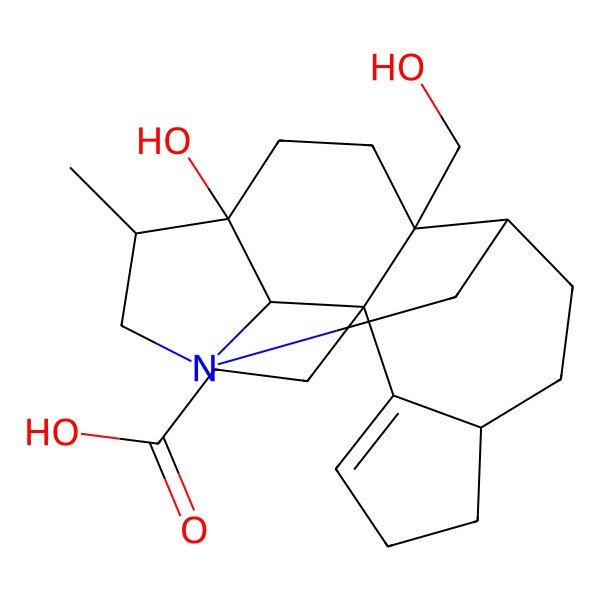 2D Structure of 3-[(2R,3R,8R,11S,12R,15S,16R)-15-hydroxy-12-(hydroxymethyl)-16-methyl-1-azapentacyclo[9.6.1.02,15.03,12.04,8]octadec-4-en-3-yl]propanoic acid