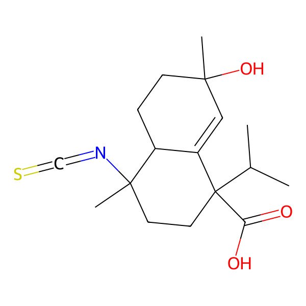 2D Structure of (1S,4S,4aR,7R)-7-hydroxy-4-isothiocyanato-4,7-dimethyl-1-propan-2-yl-3,4a,5,6-tetrahydro-2H-naphthalene-1-carboxylic acid