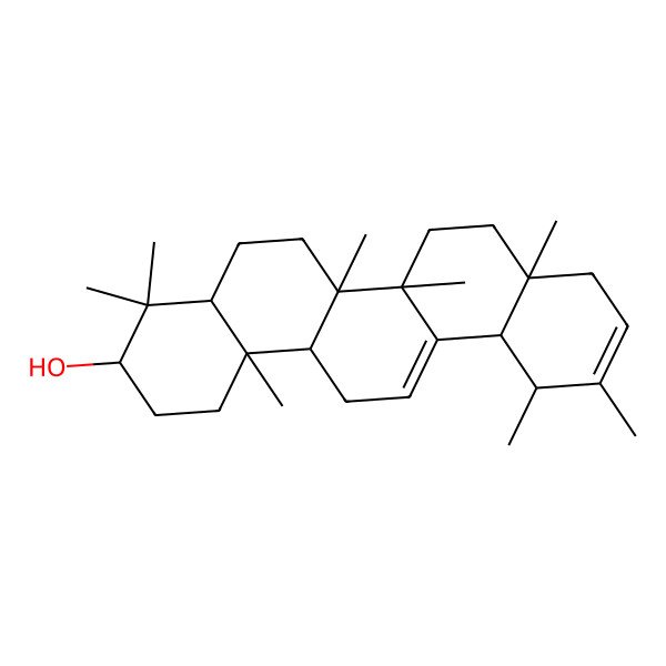 2D Structure of (3S,4aS,6aR,6bS,8aS,12S,12aR,14aR,14bR)-4,4,6a,6b,8a,11,12,14b-octamethyl-2,3,4a,5,6,7,8,9,12,12a,14,14a-dodecahydro-1H-picen-3-ol