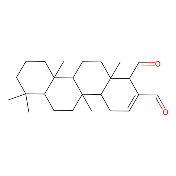 2D Structure of 4b,7,7,10a,12a-Pentamethyl-1,4,4a,5,6,6a,8,9,10,10b,11,12-dodecahydrochrysene-1,2-dicarbaldehyde
