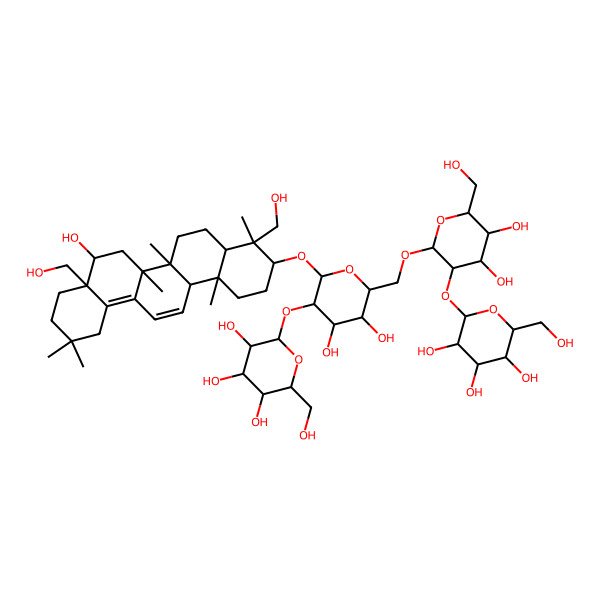 2D Structure of (2S,3R,4S,5S,6R)-2-[(2R,3R,4S,5S,6R)-2-[[(2R,3S,4S,5R,6R)-6-[[(3S,4R,6aR,6bS,8S,14bS)-8-hydroxy-4,8a-bis(hydroxymethyl)-4,6a,6b,11,11,14b-hexamethyl-1,2,3,4a,5,6,7,8,9,10,12,14a-dodecahydropicen-3-yl]oxy]-3,4-dihydroxy-5-[(2S,3R,4S,5S,6R)-3,4,5-trihydroxy-6-(hydroxymethyl)oxan-2-yl]oxyoxan-2-yl]methoxy]-4,5-dihydroxy-6-(hydroxymethyl)oxan-3-yl]oxy-6-(hydroxymethyl)oxane-3,4,5-triol
