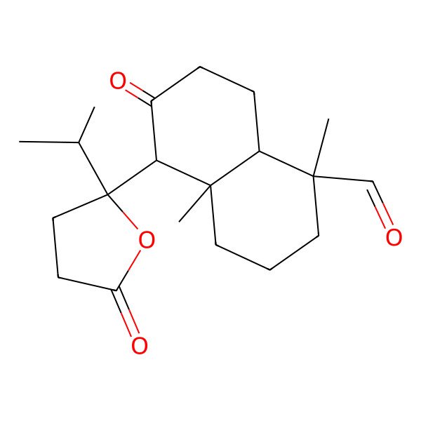 2D Structure of 1,4a-dimethyl-6-oxo-5-(5-oxo-2-propan-2-yloxolan-2-yl)-3,4,5,7,8,8a-hexahydro-2H-naphthalene-1-carbaldehyde