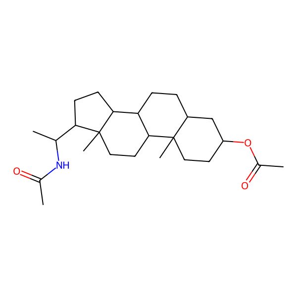 2D Structure of [17-(1-acetamidoethyl)-10,13-dimethyl-2,3,4,5,6,7,8,9,11,12,14,15,16,17-tetradecahydro-1H-cyclopenta[a]phenanthren-3-yl] acetate
