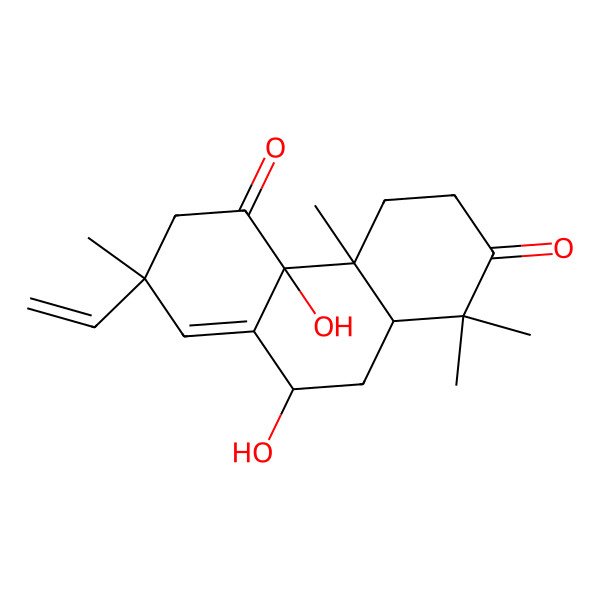 2D Structure of (4As,4br,7r,9r)-4b,9-dihydroxy-1,1,4a,7-tetramethyl-7-vinyl-3,4,6,9,10,10a-hexahydrophenanthrene-2,5-dione