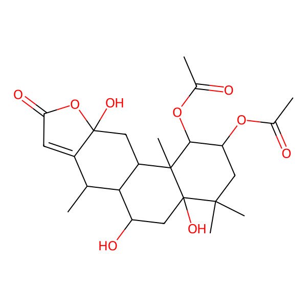 2D Structure of [(1R,2S,4aR,6S,6aS,7R,10aR,11aS,11bS)-1-acetyloxy-4a,6,10a-trihydroxy-4,4,7,11b-tetramethyl-9-oxo-2,3,5,6,6a,7,11,11a-octahydro-1H-naphtho[2,1-f][1]benzofuran-2-yl] acetate