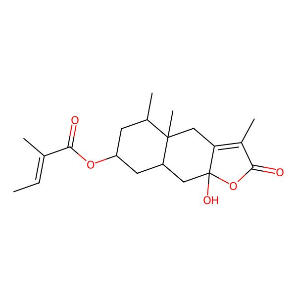 2D Structure of (9a-hydroxy-3,4a,5-trimethyl-2-oxo-5,6,7,8,8a,9-hexahydro-4H-benzo[f][1]benzofuran-7-yl) 2-methylbut-2-enoate