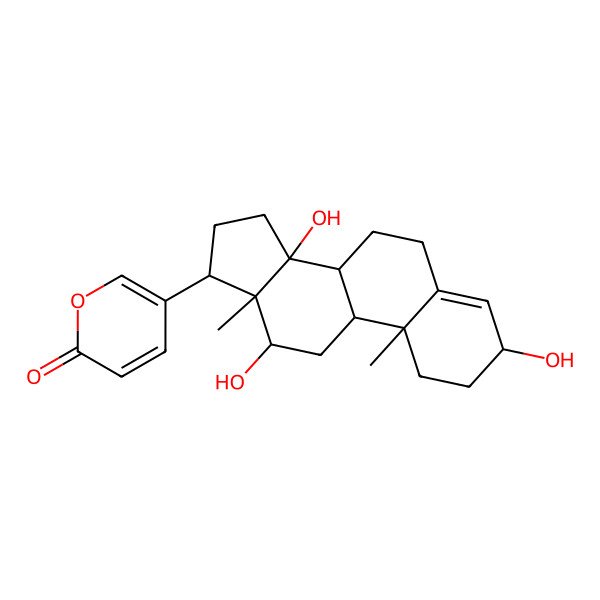 2D Structure of 5-(3,12,14-Trihydroxy-10,13-dimethyl-1,2,3,6,7,8,9,11,12,15,16,17-dodecahydrocyclopenta[a]phenanthren-17-yl)pyran-2-one