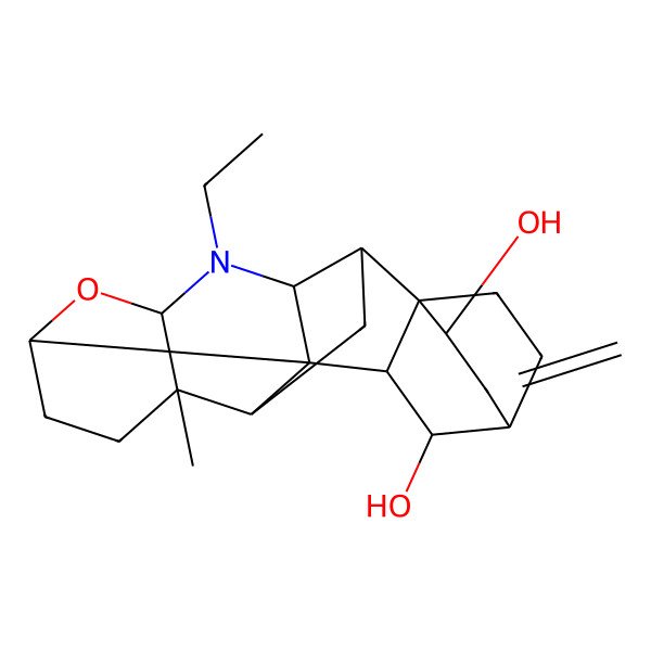 2D Structure of (1S,4S,5R,8S,13R,14R,15S,16R,18R)-11-ethyl-5-methyl-17-methylidene-9-oxa-11-azaheptacyclo[14.2.2.01,14.02,12.04,13.05,10.08,13]icosane-15,18-diol