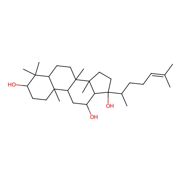 2D Structure of (3R,5R,8R,9R,10R,12R,13R,14R,17S)-4,4,8,10,14-pentamethyl-17-[(2S)-6-methylhept-5-en-2-yl]-1,2,3,5,6,7,9,11,12,13,15,16-dodecahydrocyclopenta[a]phenanthrene-3,12,17-triol
