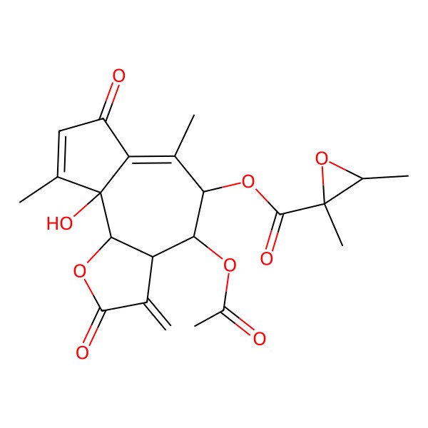 2D Structure of [(3aR,4R,5R,9aR,9bS)-4-acetyloxy-9a-hydroxy-6,9-dimethyl-3-methylidene-2,7-dioxo-3a,4,5,9b-tetrahydroazuleno[4,5-b]furan-5-yl] (2S,3R)-2,3-dimethyloxirane-2-carboxylate