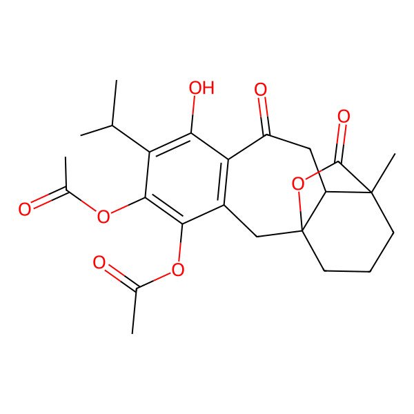 2D Structure of [(1S,11S,12S)-5-acetyloxy-7-hydroxy-12-methyl-9,17-dioxo-6-propan-2-yl-16-oxatetracyclo[10.3.2.01,11.03,8]heptadeca-3(8),4,6-trien-4-yl] acetate