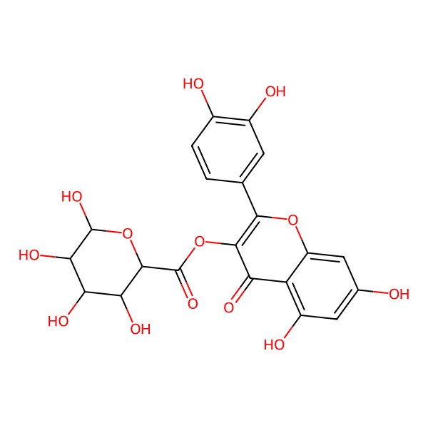 2D Structure of [2-(3,4-dihydroxyphenyl)-5,7-dihydroxy-4-oxochromen-3-yl] (2S,3S,4S,5R,6S)-3,4,5,6-tetrahydroxyoxane-2-carboxylate