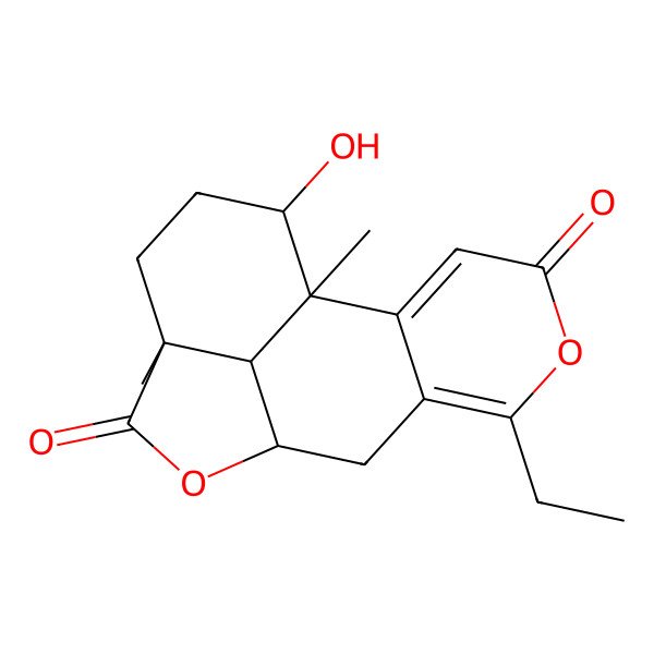 2D Structure of (1S,9R,12S,16R)-6-ethyl-15-hydroxy-1,12-dimethyl-5,10-dioxatetracyclo[7.6.1.02,7.012,16]hexadeca-2,6-diene-4,11-dione