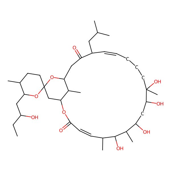 2D Structure of 7,9,11,12-Tetrahydroxy-6'-(2-hydroxybutyl)-5',6,8,12,25-pentamethyl-18-(2-methylpropyl)spiro[2,22-dioxabicyclo[19.3.1]pentacosa-4,16-diene-23,2'-oxane]-3,19-dione