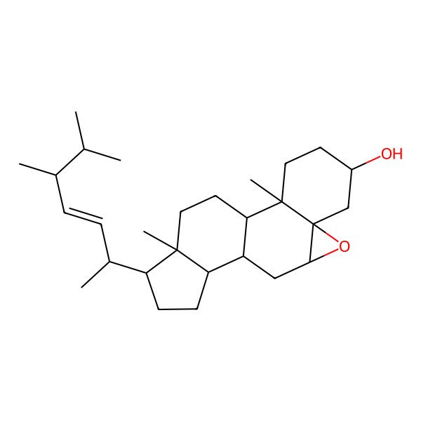 2D Structure of (1S,2R,5S,7R,9S,11S,12S,15R,16R)-15-[(E,2R,5R)-5,6-dimethylhept-3-en-2-yl]-2,16-dimethyl-8-oxapentacyclo[9.7.0.02,7.07,9.012,16]octadecan-5-ol