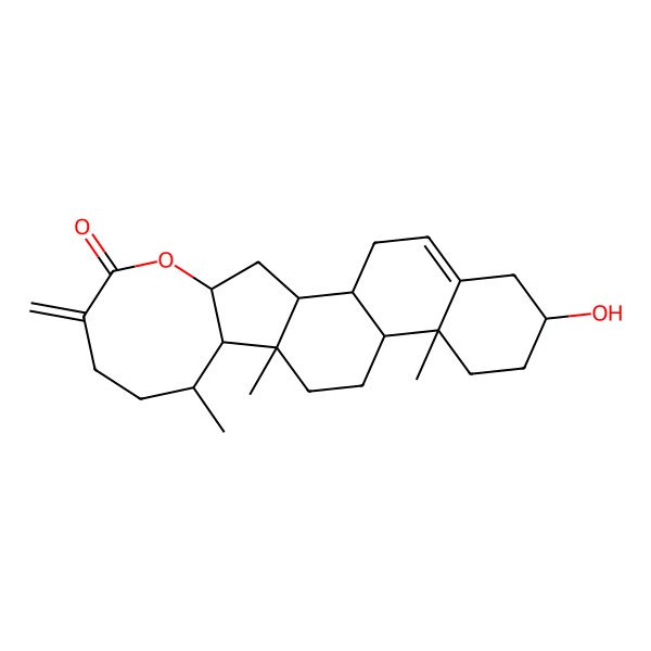 2D Structure of 7-Hydroxy-10,14,16-trimethyl-19-methylidene-21-oxapentacyclo[12.9.0.02,11.05,10.015,22]tricos-4-en-20-one