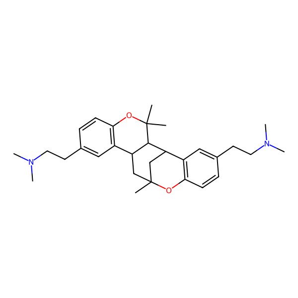 2D Structure of 2-[18-[2-(dimethylamino)ethyl]-3,3,13-trimethyl-4,14-dioxapentacyclo[11.7.1.02,11.05,10.015,20]henicosa-5(10),6,8,15(20),16,18-hexaen-8-yl]-N,N-dimethylethanamine