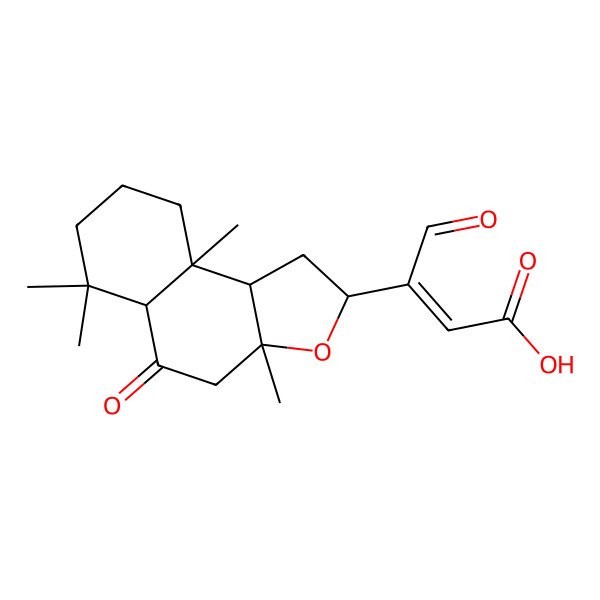 2D Structure of (Z)-3-[(2S,3aS,5aR,9aS,9bS)-3a,6,6,9a-tetramethyl-5-oxo-1,2,4,5a,7,8,9,9b-octahydrobenzo[e][1]benzofuran-2-yl]-4-oxobut-2-enoic acid