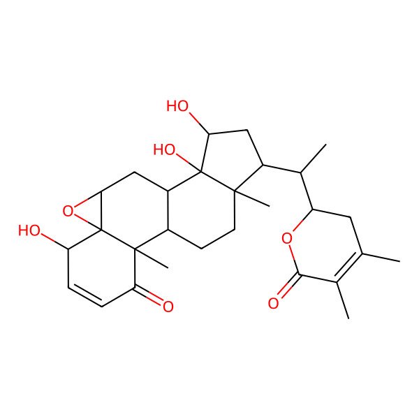2D Structure of (4beta,5beta,6beta,14beta,15alpha,20S,22R)-5,6-Epoxy-4,14,15-trihydroxy-1-oxowitha-2,24-dienolide