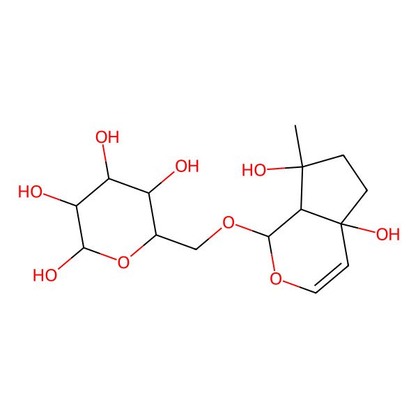 2D Structure of (2R,3R,4S,5S,6R)-6-[[(1R,4aS,7S,7aR)-4a,7-dihydroxy-7-methyl-1,5,6,7a-tetrahydrocyclopenta[c]pyran-1-yl]oxymethyl]oxane-2,3,4,5-tetrol