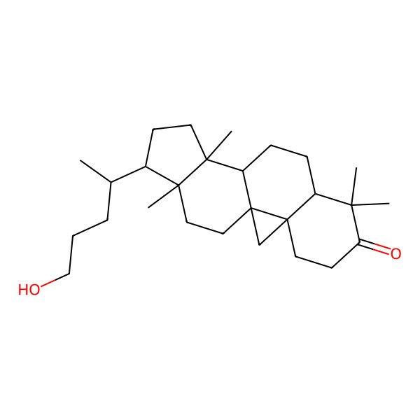 2D Structure of (1S,3R,8R,11S,12S,15R,16R)-15-[(2R)-5-hydroxypentan-2-yl]-7,7,12,16-tetramethylpentacyclo[9.7.0.01,3.03,8.012,16]octadecan-6-one
