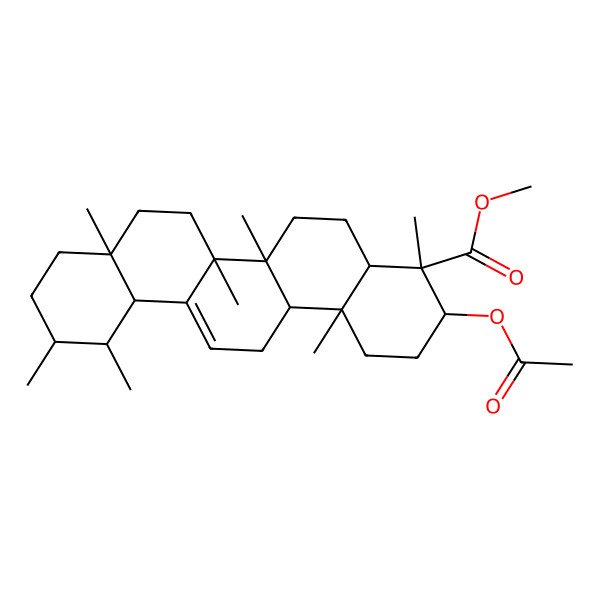 2D Structure of methyl 3-acetyloxy-4,6a,6b,8a,11,12,14b-heptamethyl-2,3,4a,5,6,7,8,9,10,11,12,12a,14,14a-tetradecahydro-1H-picene-4-carboxylate