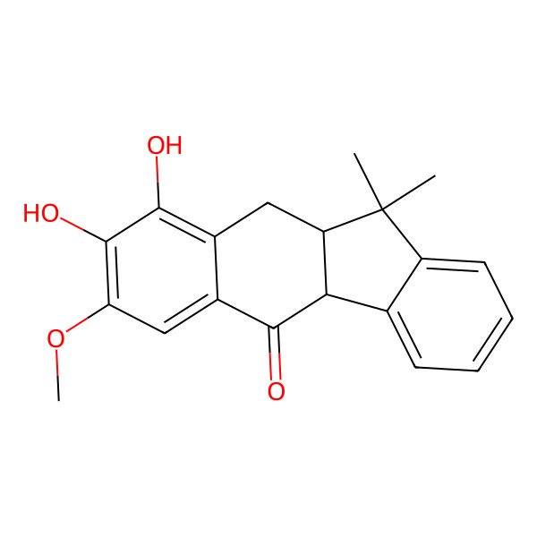 2D Structure of (4bR,10aS)-8,9-dihydroxy-7-methoxy-11,11-dimethyl-10,10a-dihydro-4bH-benzo[b]fluoren-5-one