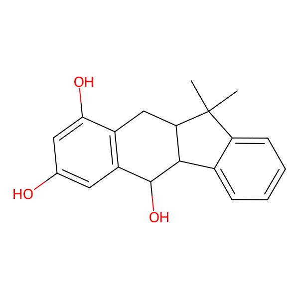 2D Structure of (4bR,5R,10aS)-11,11-dimethyl-4b,5,10,10a-tetrahydrobenzo[b]fluorene-5,7,9-triol