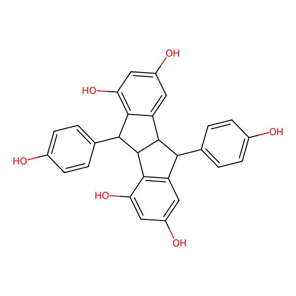 2D Structure of (4bR,5R,9bR,10R)-5,10-bis(4-hydroxyphenyl)-4b,5,9b,10-tetrahydroindeno[2,1-a]indene-2,4,6,8-tetrol