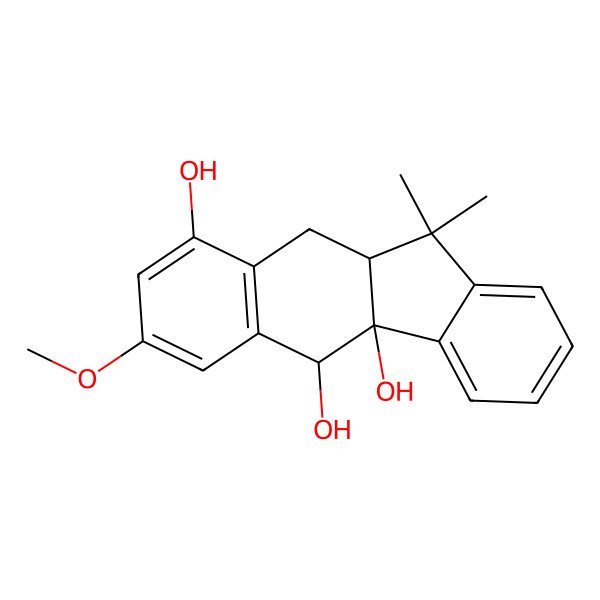 2D Structure of (4bR,5S,10aR)-7-methoxy-11,11-dimethyl-10,10a-dihydro-5H-benzo[b]fluorene-4b,5,9-triol