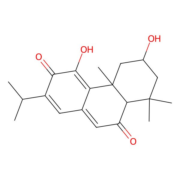 2D Structure of (4bR,6R,8aR)-4,6-dihydroxy-4b,8,8-trimethyl-2-propan-2-yl-5,6,7,8a-tetrahydrophenanthrene-3,9-dione