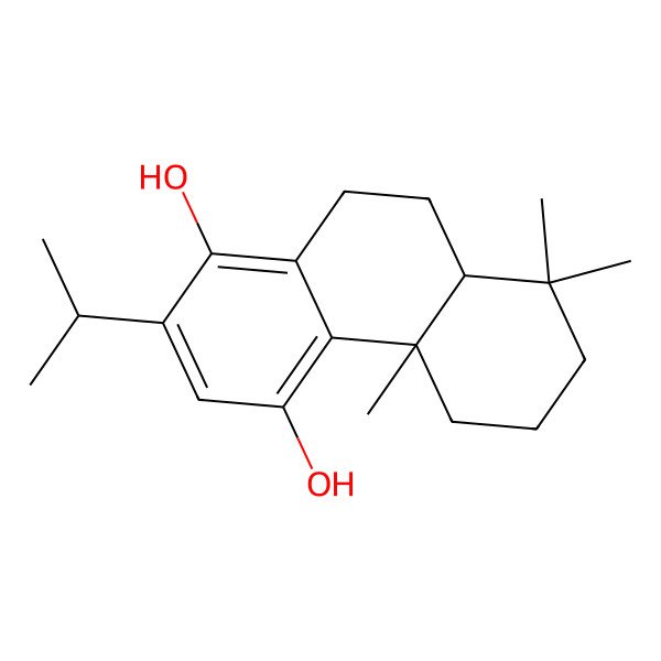 2D Structure of (4bR,8aS)-4b,8,8-trimethyl-2-propan-2-yl-5,6,7,8a,9,10-hexahydrophenanthrene-1,4-diol 2D Structure of (4bR,8aS)-4b,8,8-trimethyl-2-propan-2-yl-5,6,7,8a,9,10-hexahydrophenanthrene-1,4-diol