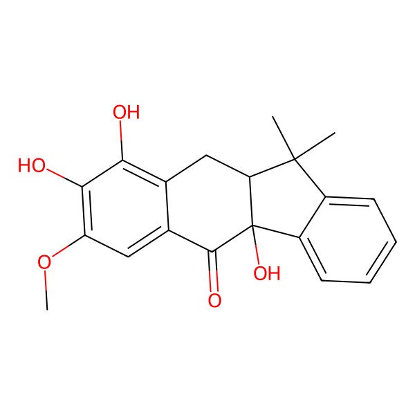 2D Structure of (4bS,10aR)-4b,8,9-trihydroxy-7-methoxy-11,11-dimethyl-10,10a-dihydrobenzo[b]fluoren-5-one